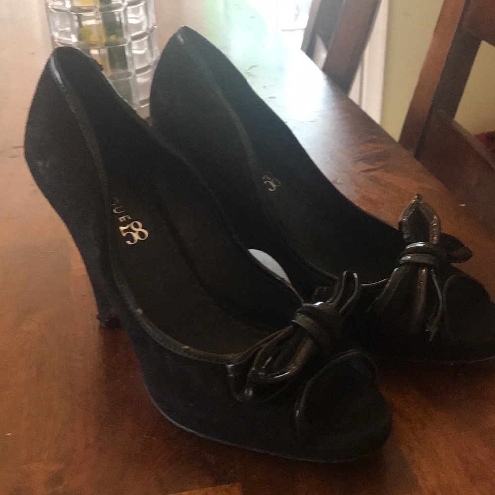 Black suede Bow